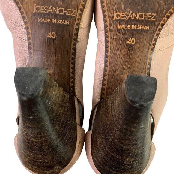 Joe Sanchez Womens Blush Leather Pumps Studded Chunky Heels Point Toe Shoes 40/9 - Picture 15 of 16